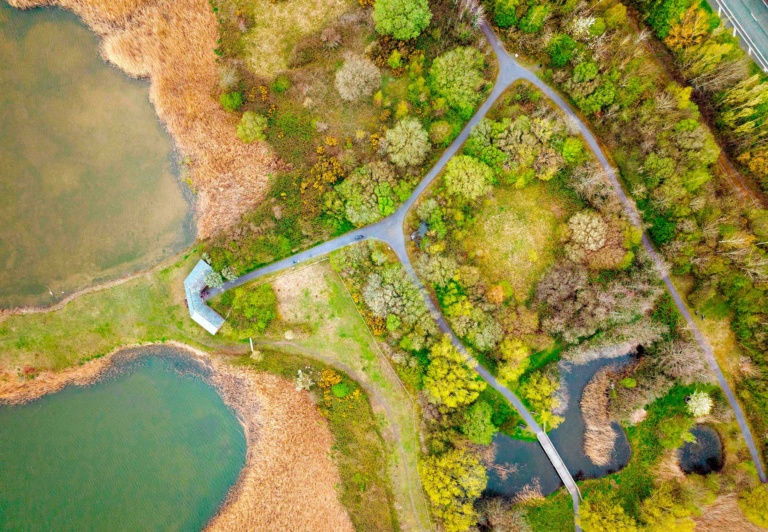 Aerial view of RSPB Conwy Nature Reserve