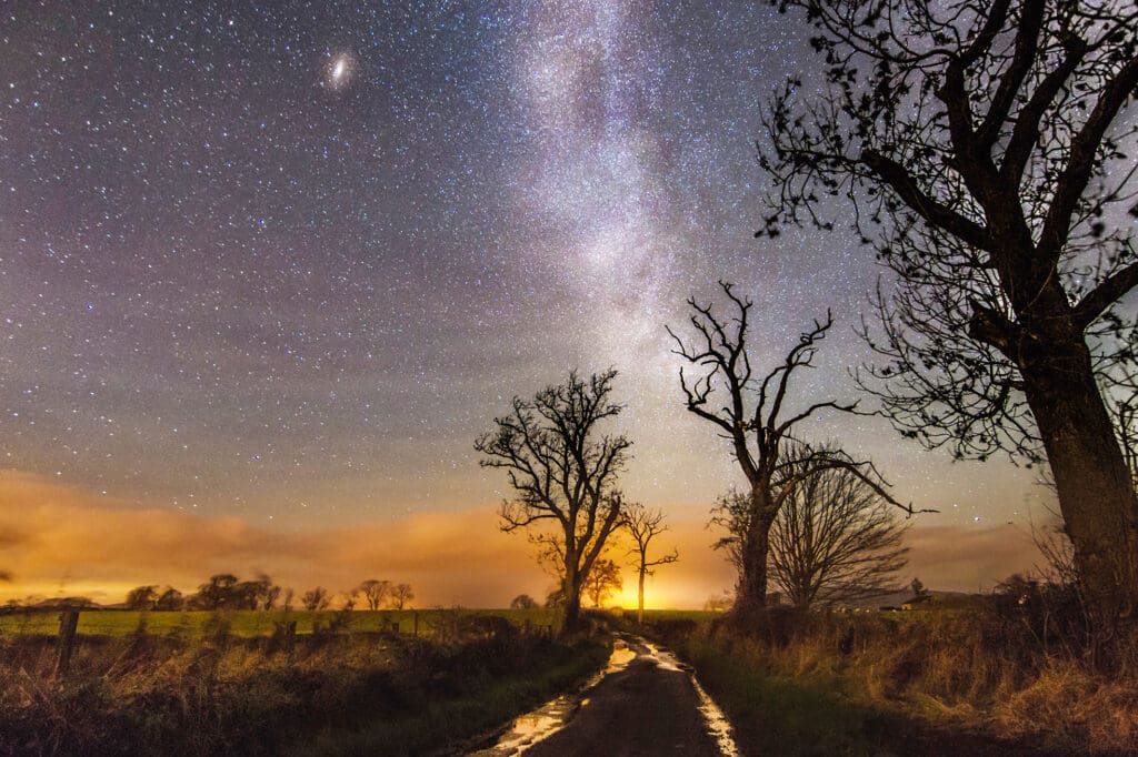 A landscape at night