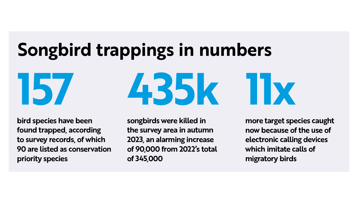 Songbird trappings in numbers