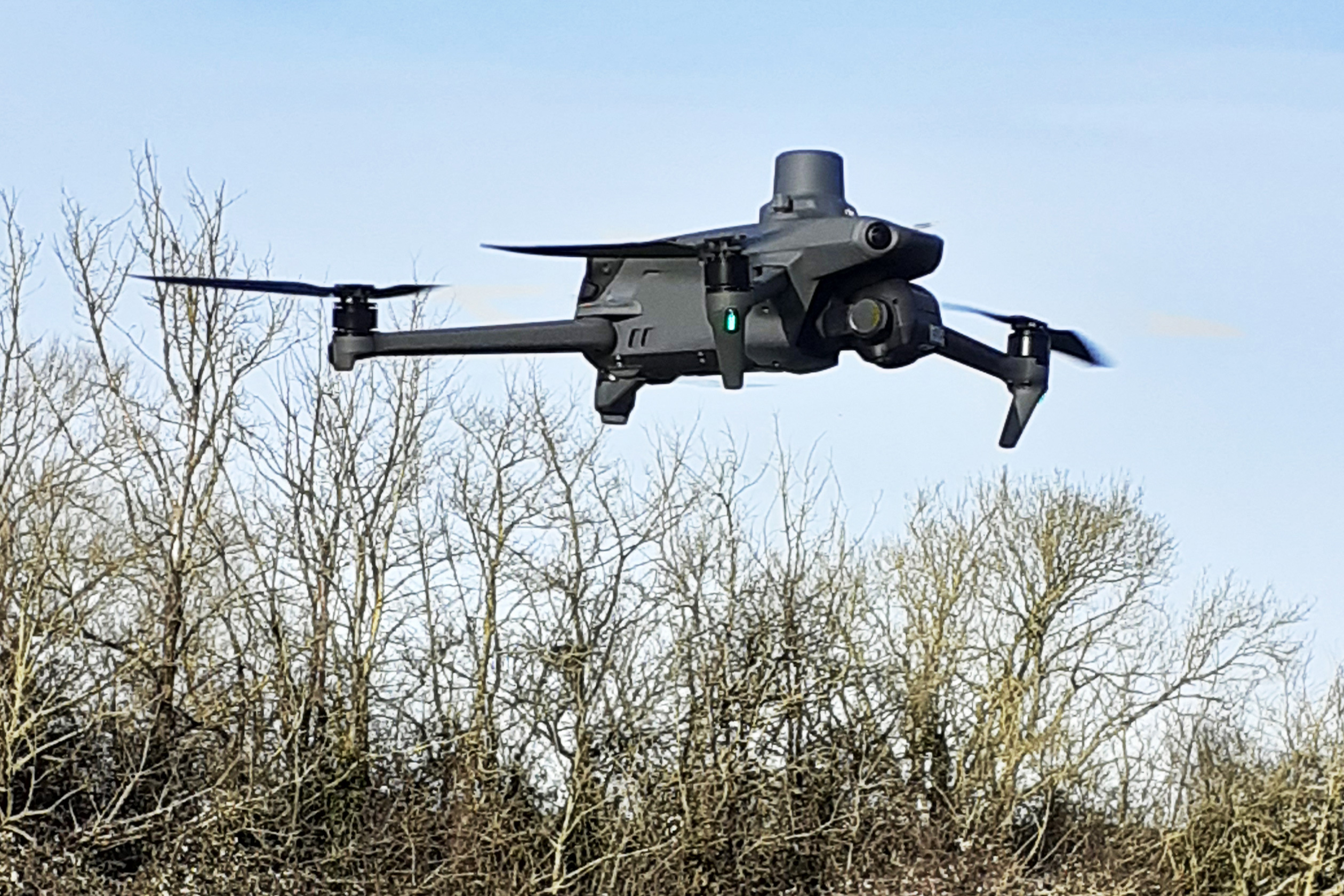 A drone out on a thermal nest detection practice run