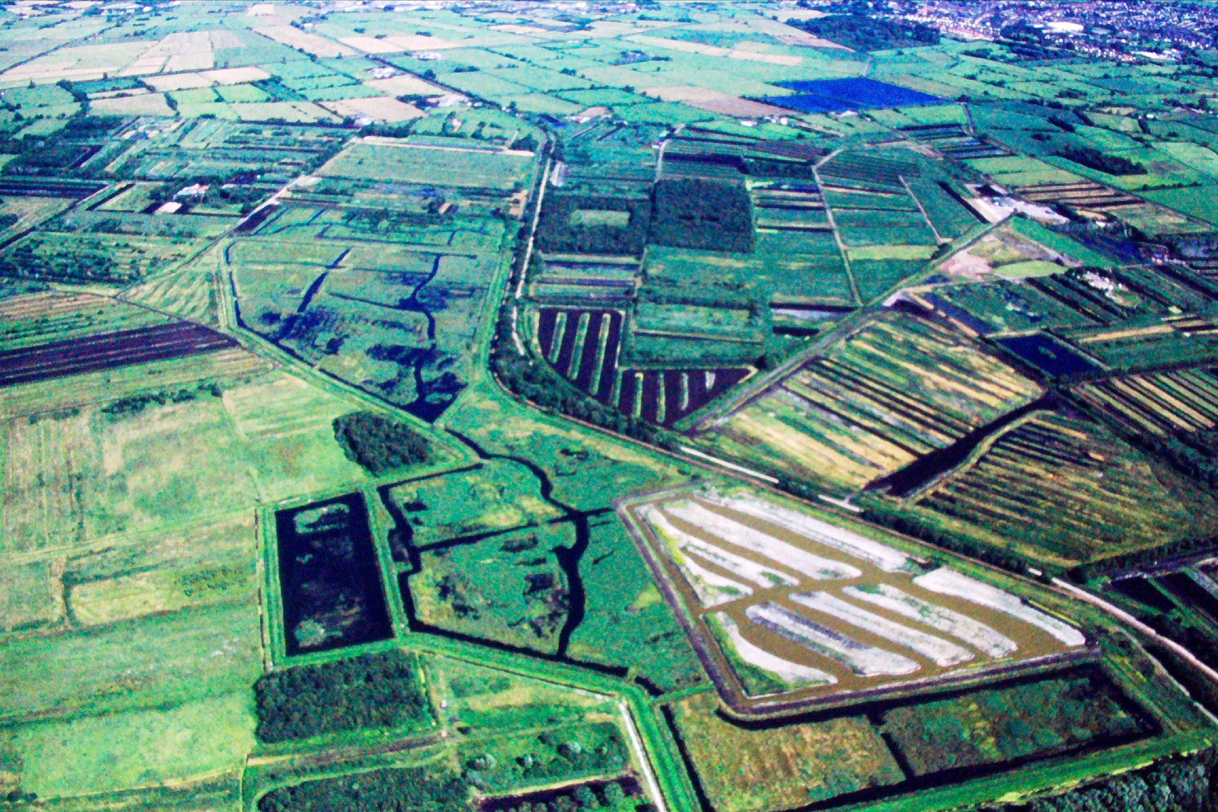 An old aerial shot of RSPB Ham Wall