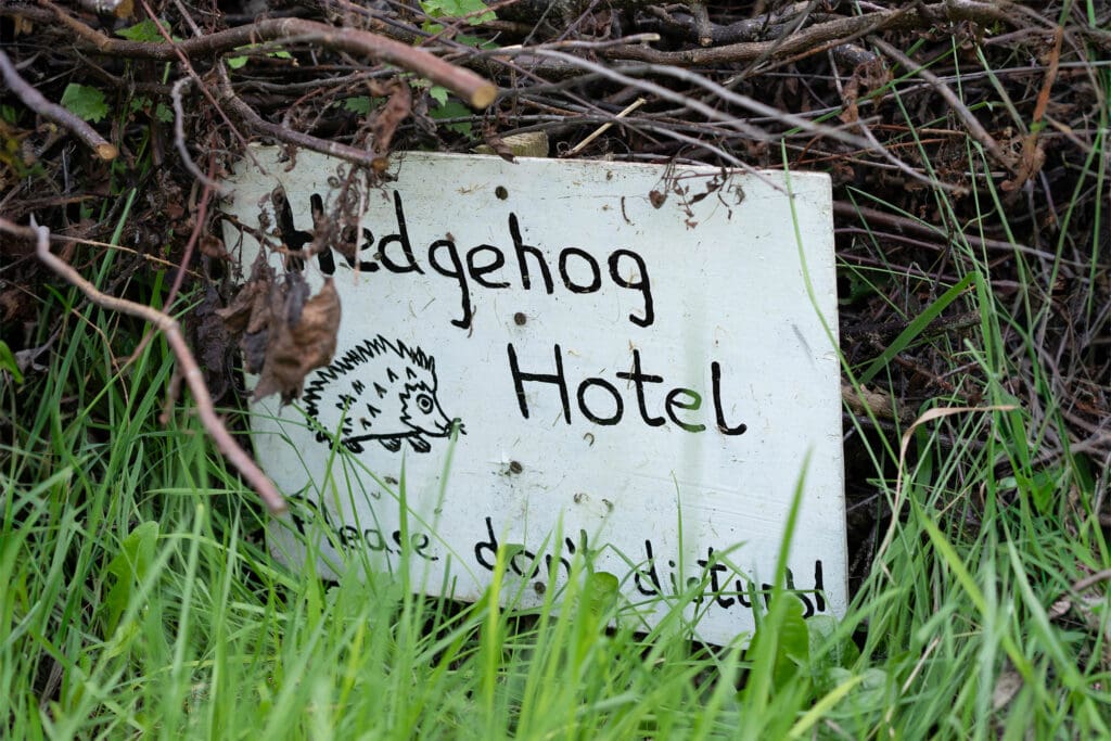 A Hedgehog hotel sign