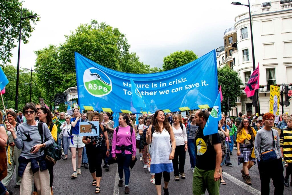 The RSPB at the Restore Nature Now march in London.