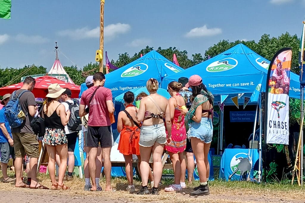 The RSPB stand at Glastonbury festival