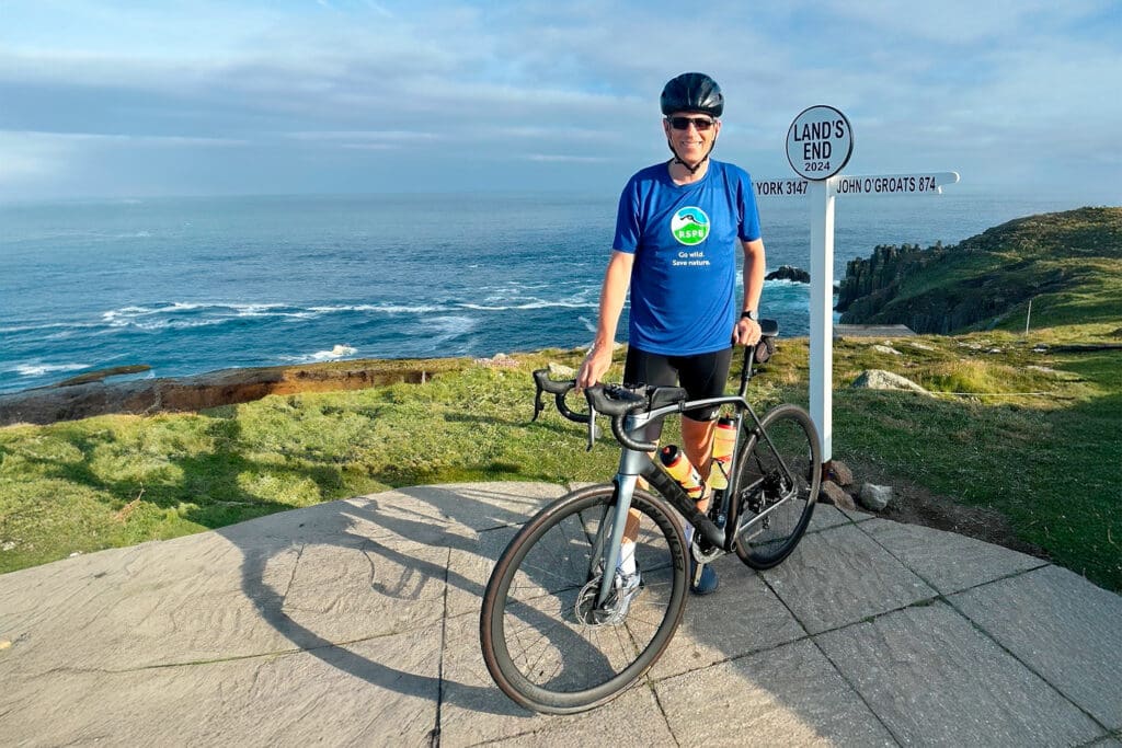 Patrick at the start of his journey at Land’s End.