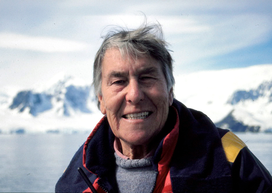 Nature writer and broadcaster Tony Soper smiles in front of an icy landscape.