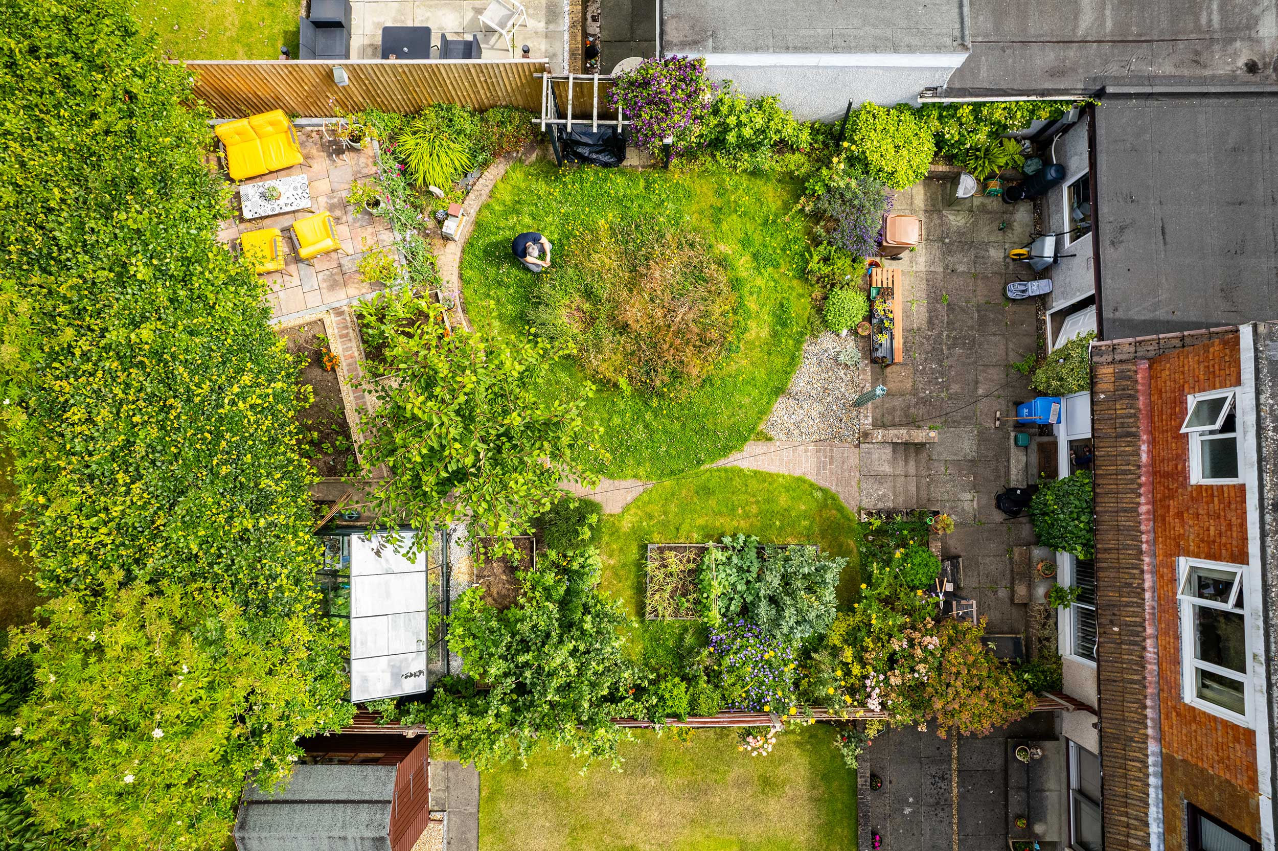 An overhead shot of James' suburban wildlife garden