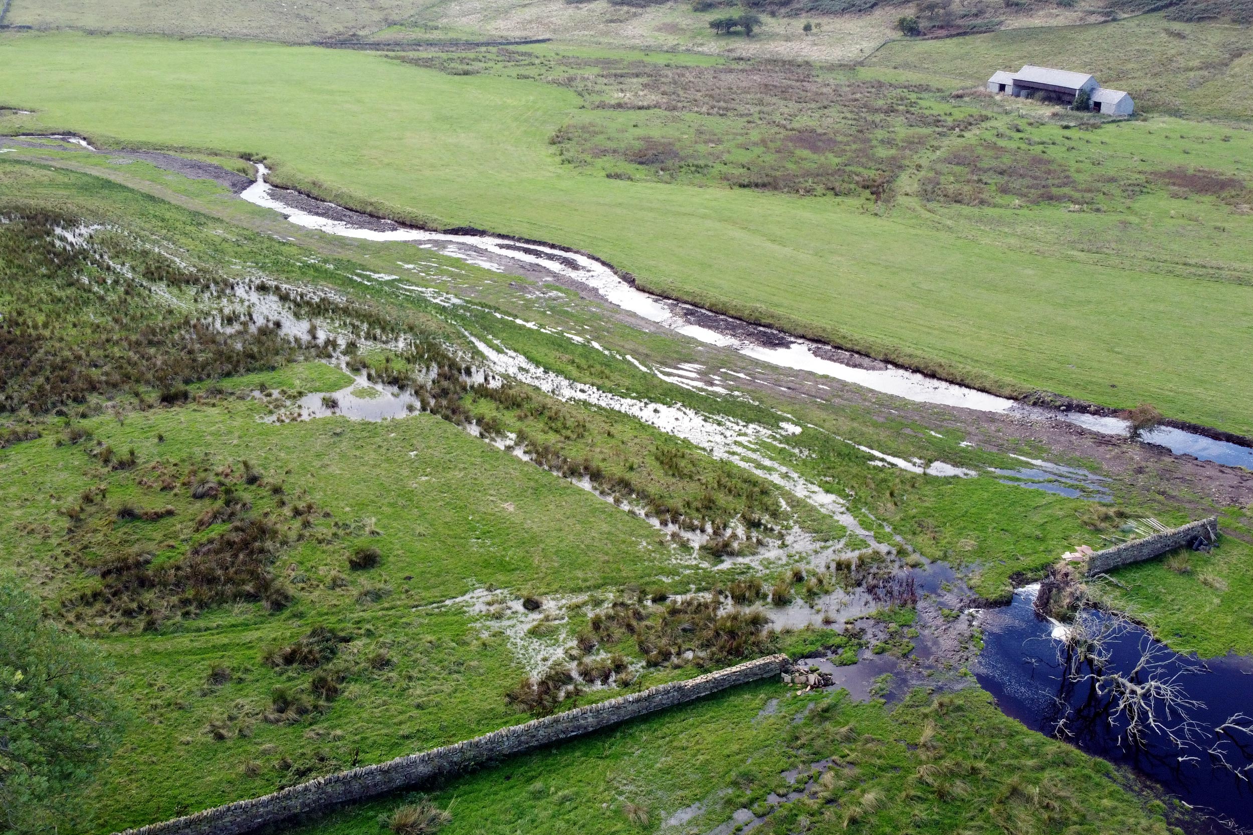 An aerial photo of Howgill Beck river