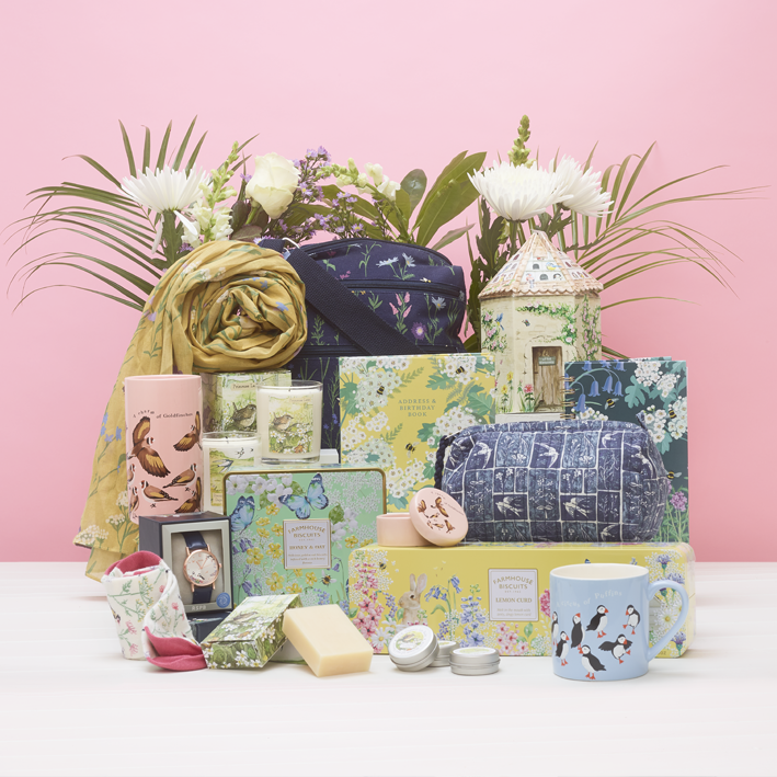 's Day 2026 group shot A selection of pastel-coloured RSPB springtime gifts