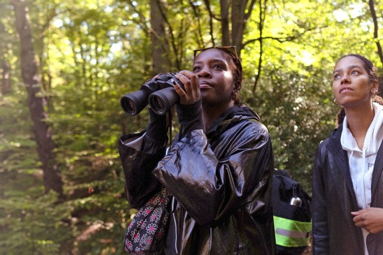 Two young black women out in nature