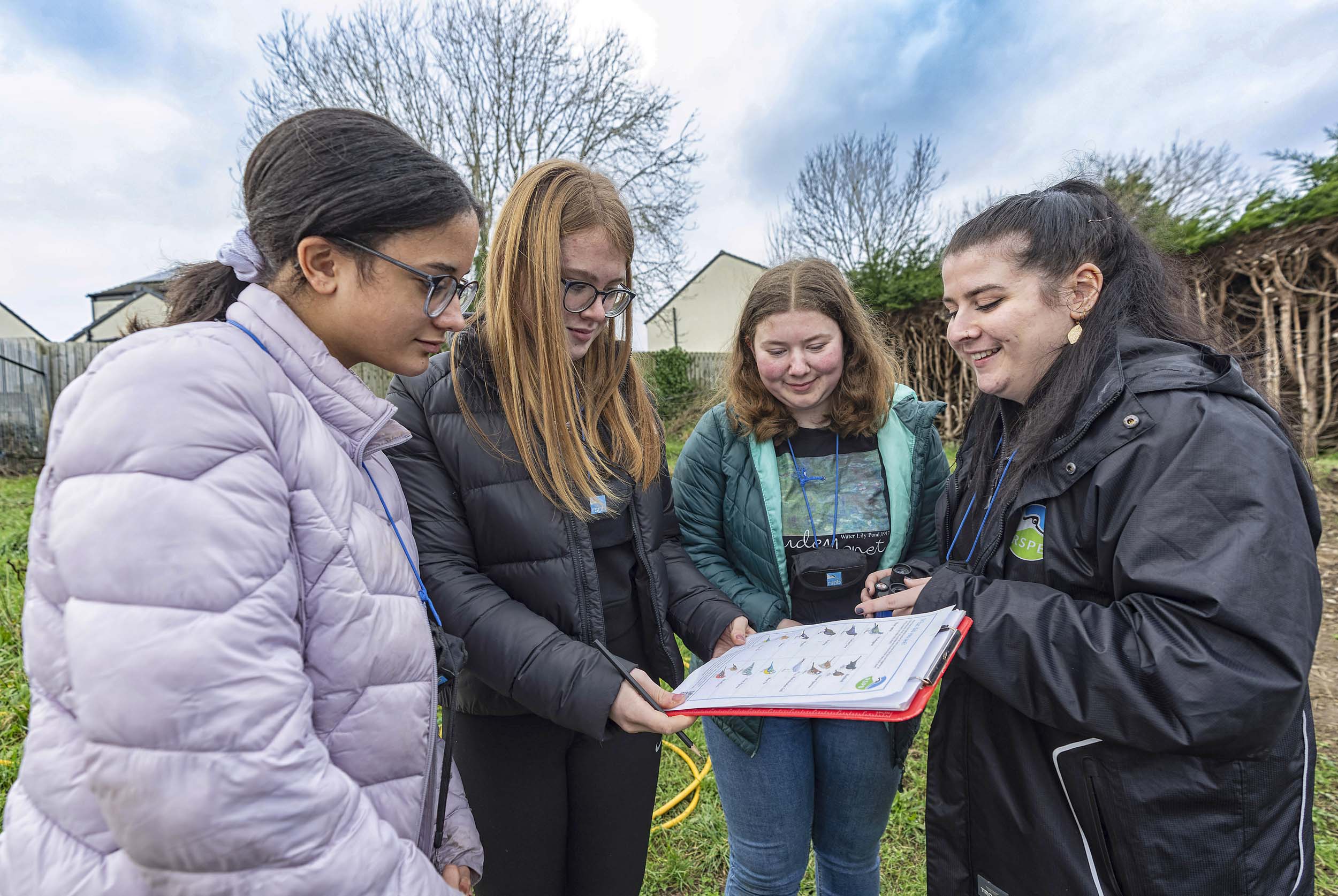 Young people taking part in a Big Garden Birdwatch activity