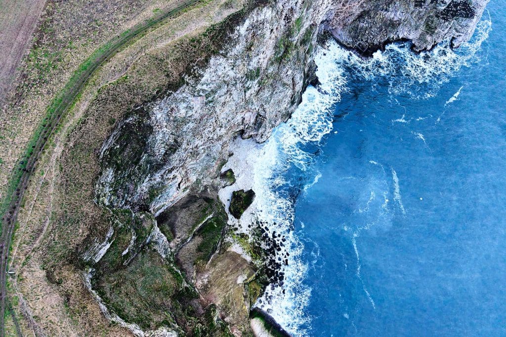 The North Sea and cliffs at Bempton Cliffs
