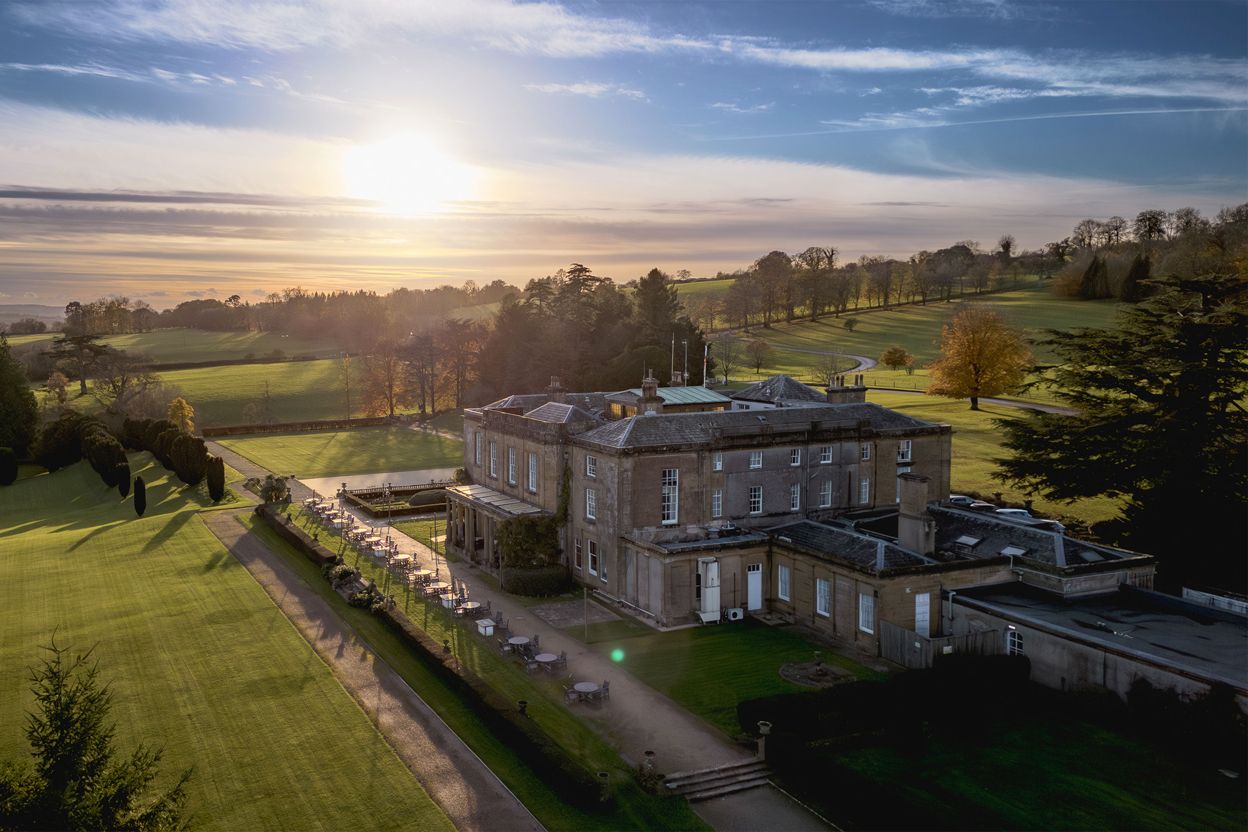 An aerial view of Cricket St Thomas