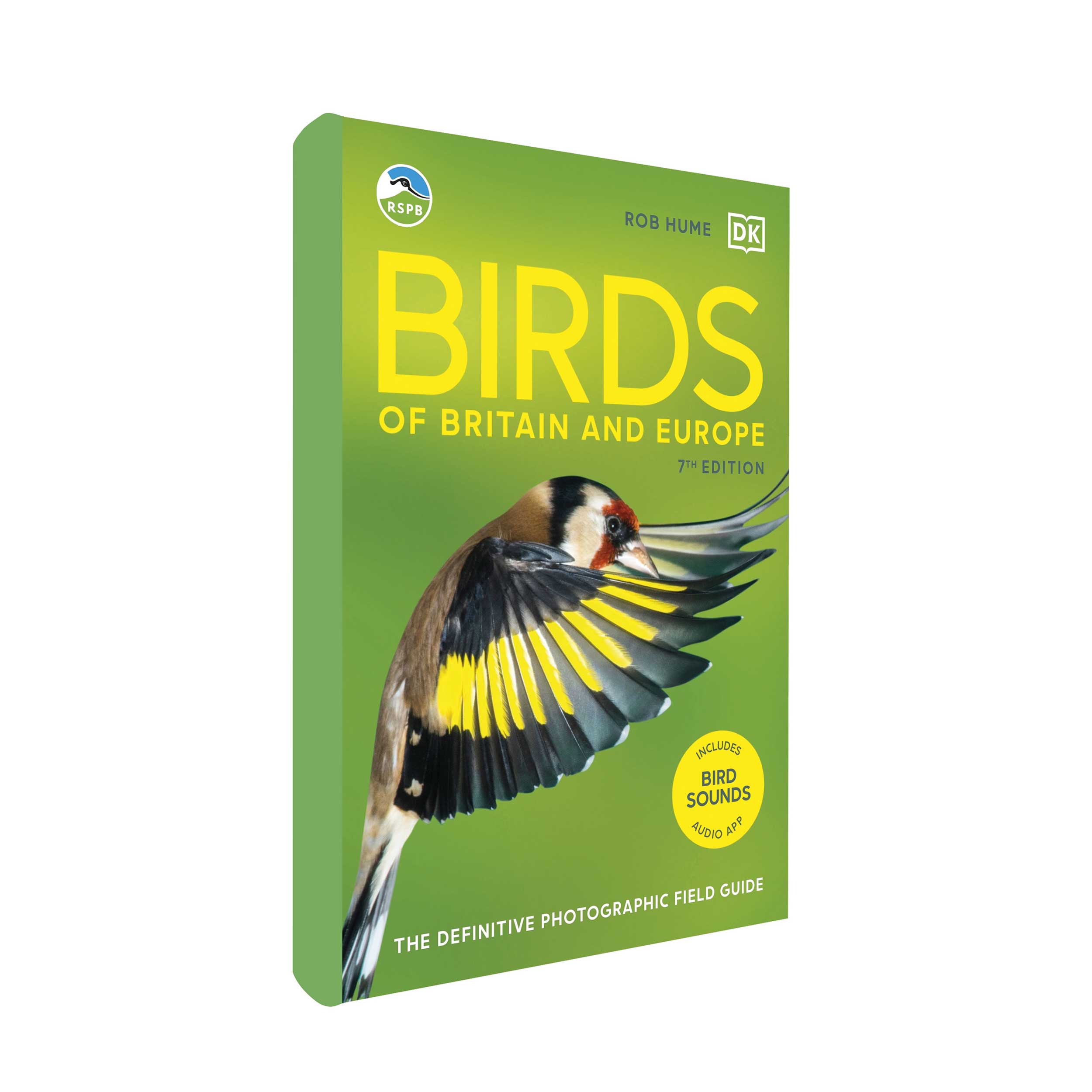 RSPB Birds of Britain and Europe cover, with a photo of a European Goldfinch