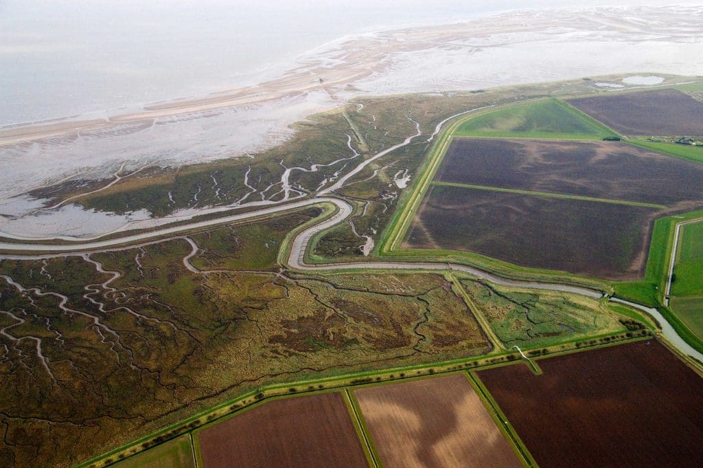 Aerial shot of Tetney Marshes