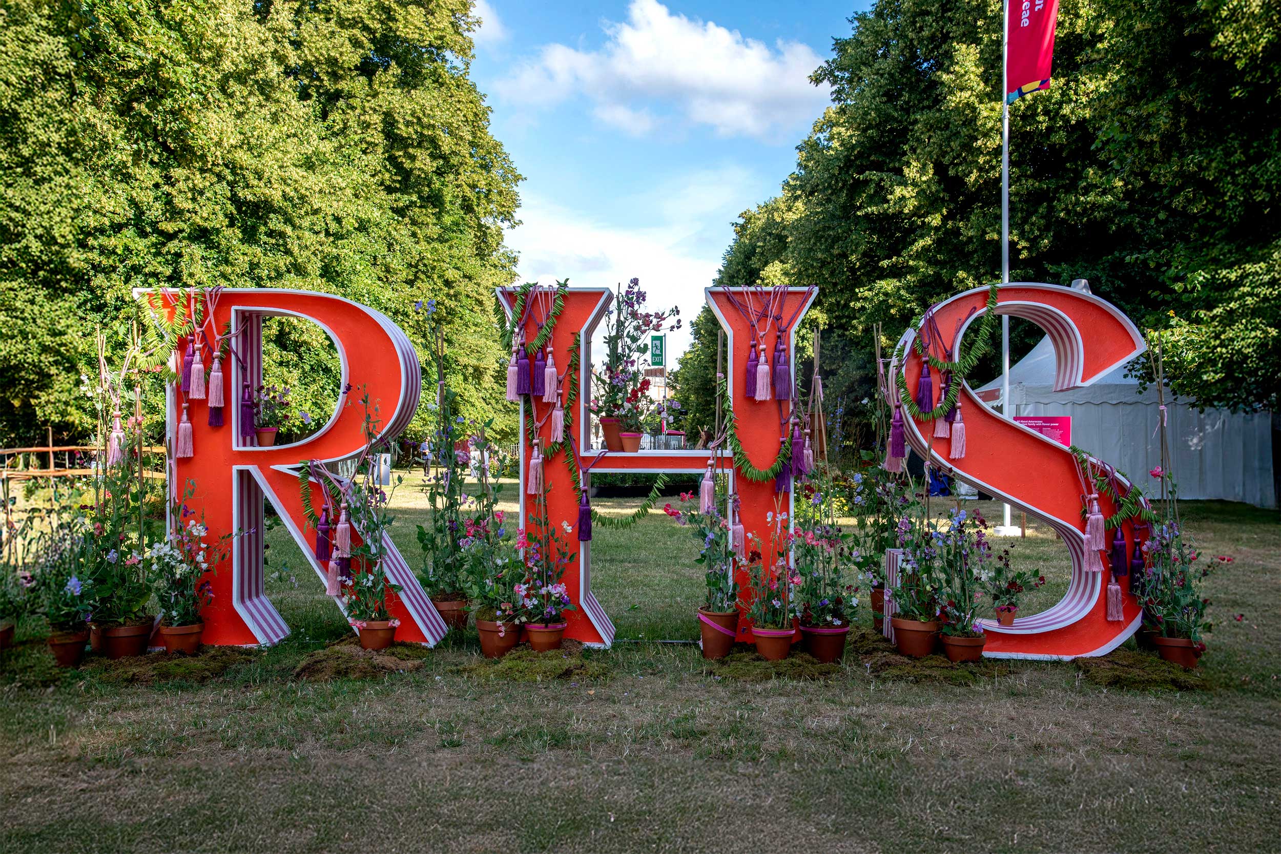 A sign for the Royal Horticultural Society, which will host a Swift garden with the RSPB at the RHS Hampton Court Palace Garden Festival.