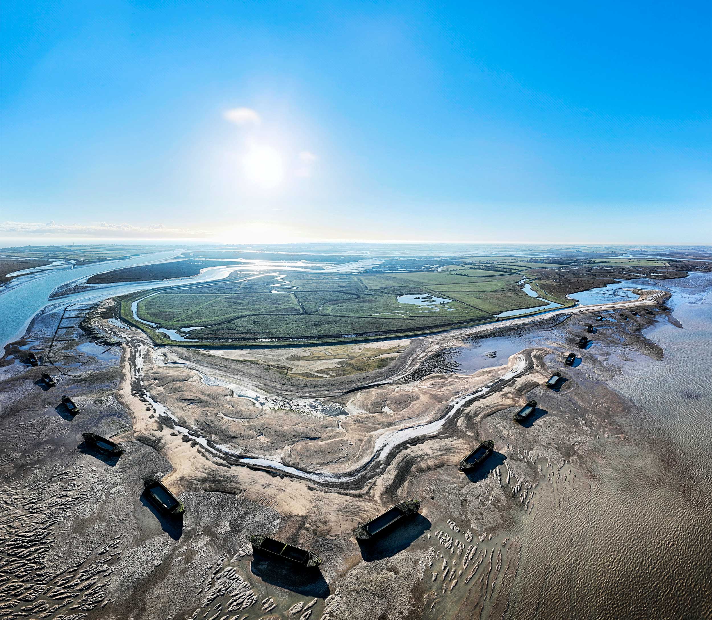 An aerial view of Horsey Island